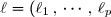 \ell = (\ell_1 \, , \, \cdots \, , \, \ell_p) \in E \, , \, (U_n) \in E^{\mathbb{N}}
